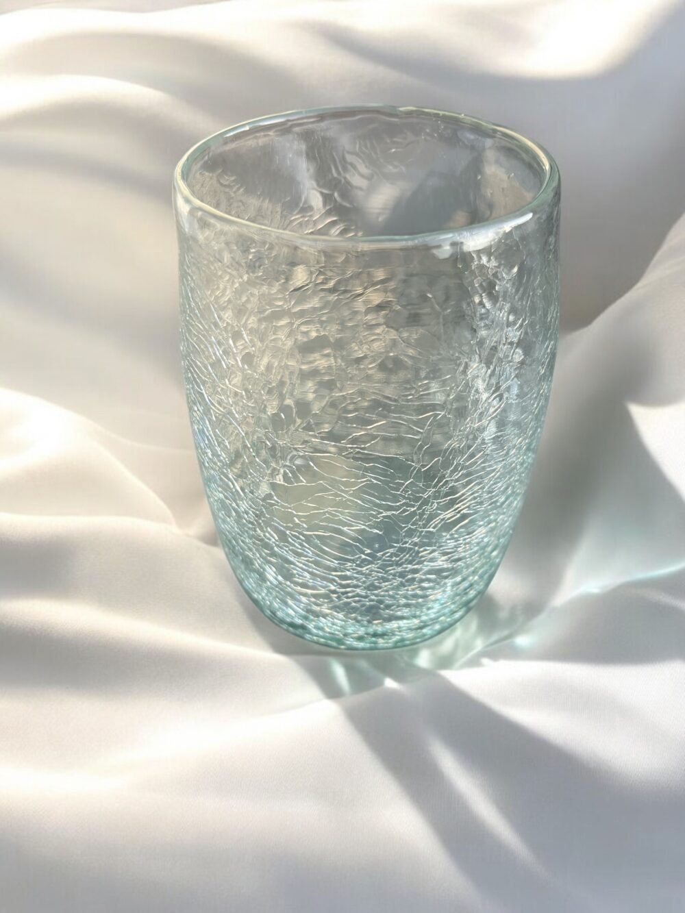 Verre soufflé craquelé "Zina" blanc