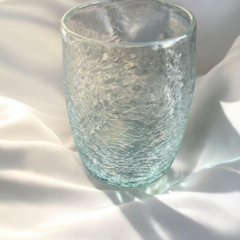 Verre soufflé craquelé "Zina" blanc
