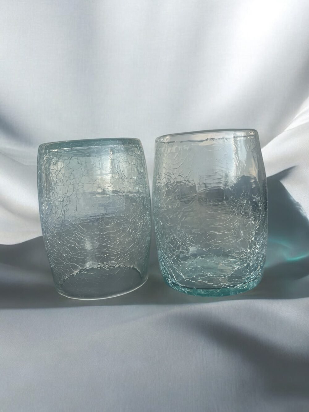 Verre soufflé craquelé "Baya" blanc